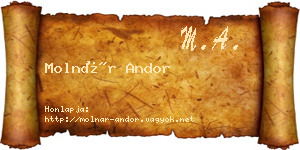 Molnár Andor névjegykártya